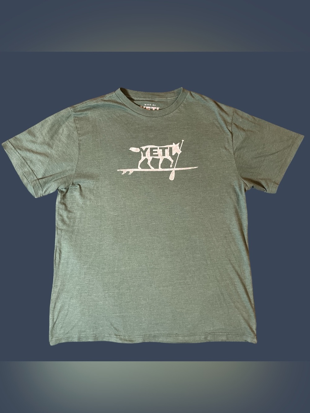 Yeti Men's Short Sleeve T-Shirt in Heather Green with White Logo - fast shipping